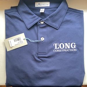 NWT Peter Millar short sleeve polo shirt, custom logo, 92% polyester/8% spandex